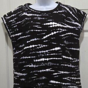 Marc New York Women's Cotton Crew Neck Tie Dye Nautical Top Casual Cap Sleeve T